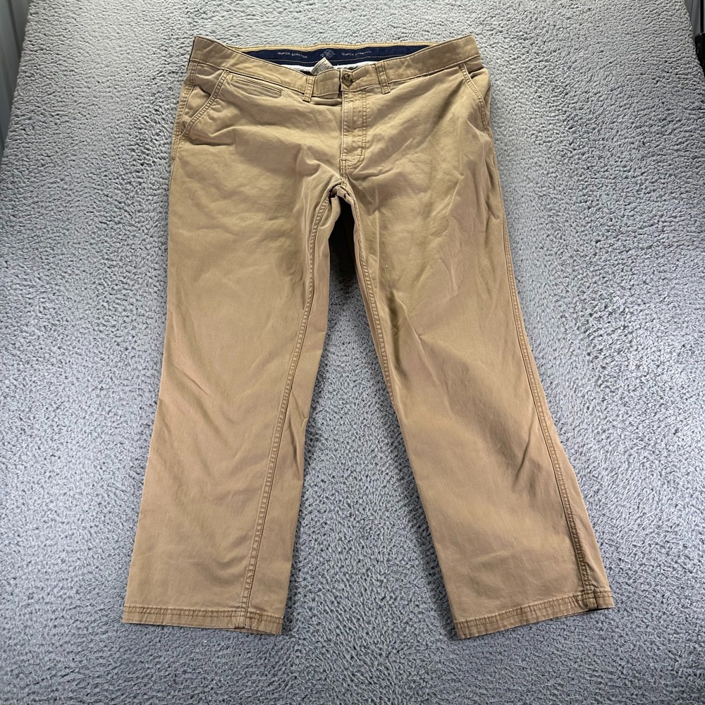 Vintage St. John's Bay Pant Men 42x30 Brown Cotton Chino Straight Baggy Preppy